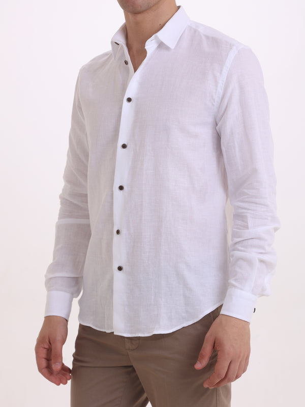 Gold Rush Uomo camicia Lino Unito Bianco Seychelles