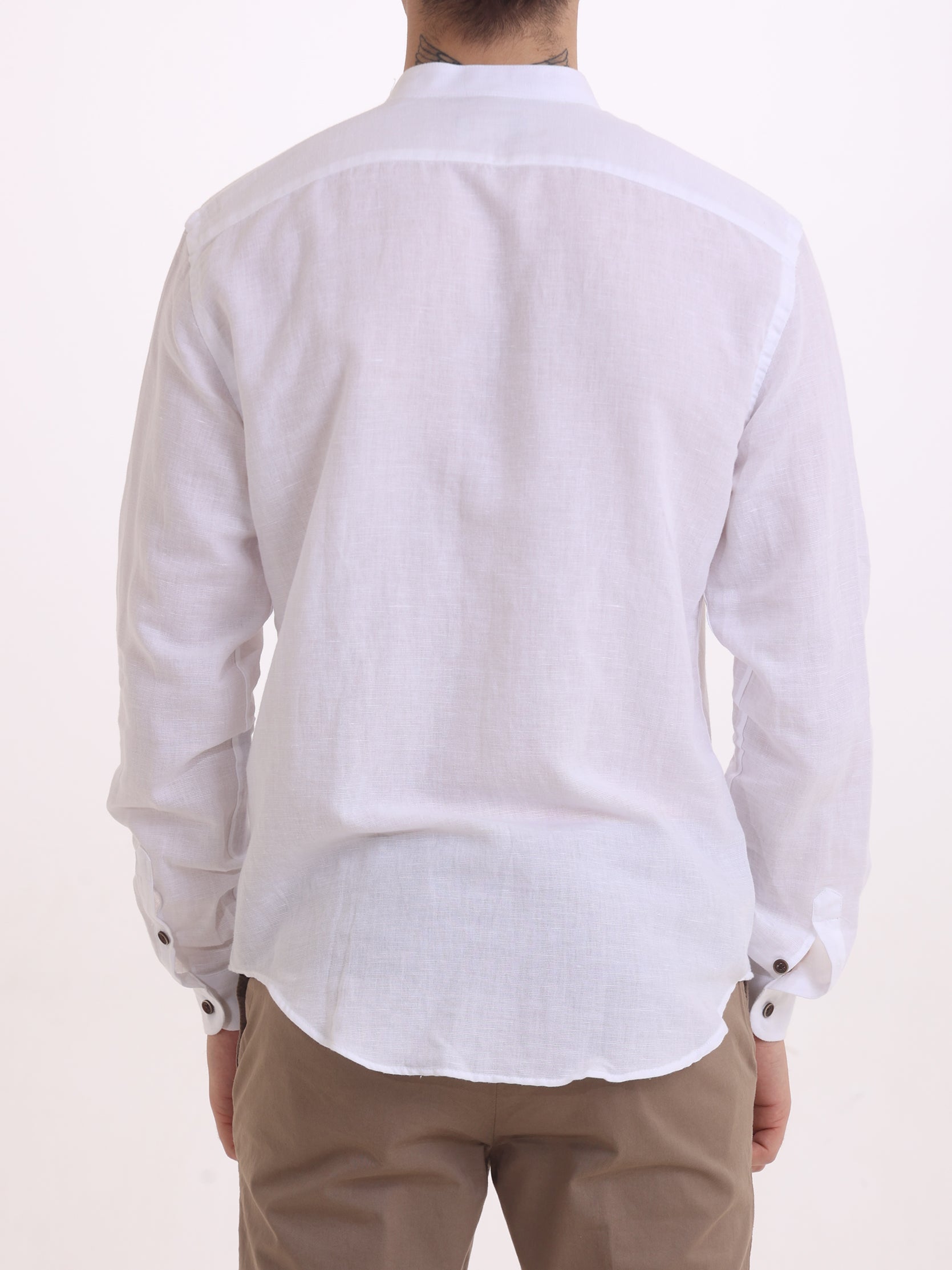 Gold Rush Uomo Camicia Lino Bianco Corea Mauritius