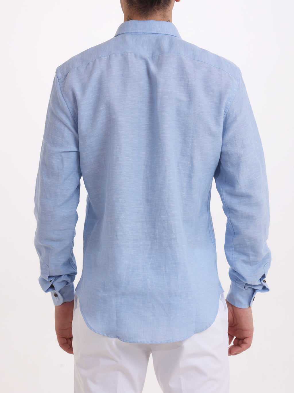 Gold Rush Uomo camicia Lino Unito Cielo Seychelles