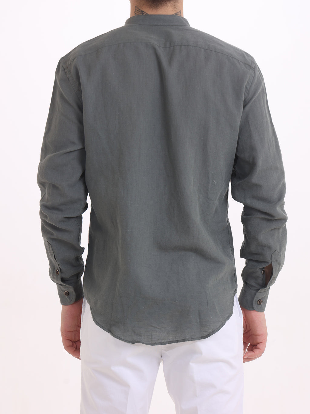 Gold Rush Uomo Camicia Lino Verde Militare Corea Mauritius