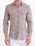 Gold Rush Uomo Camicia Lino Moro Texas