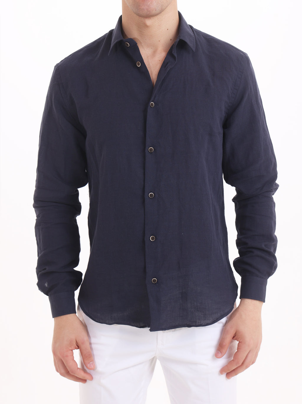 Gold Rush Uomo camicia Lino Unito Blu Seychelles