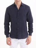 Gold Rush Uomo camicia Lino Unito Blu Seychelles