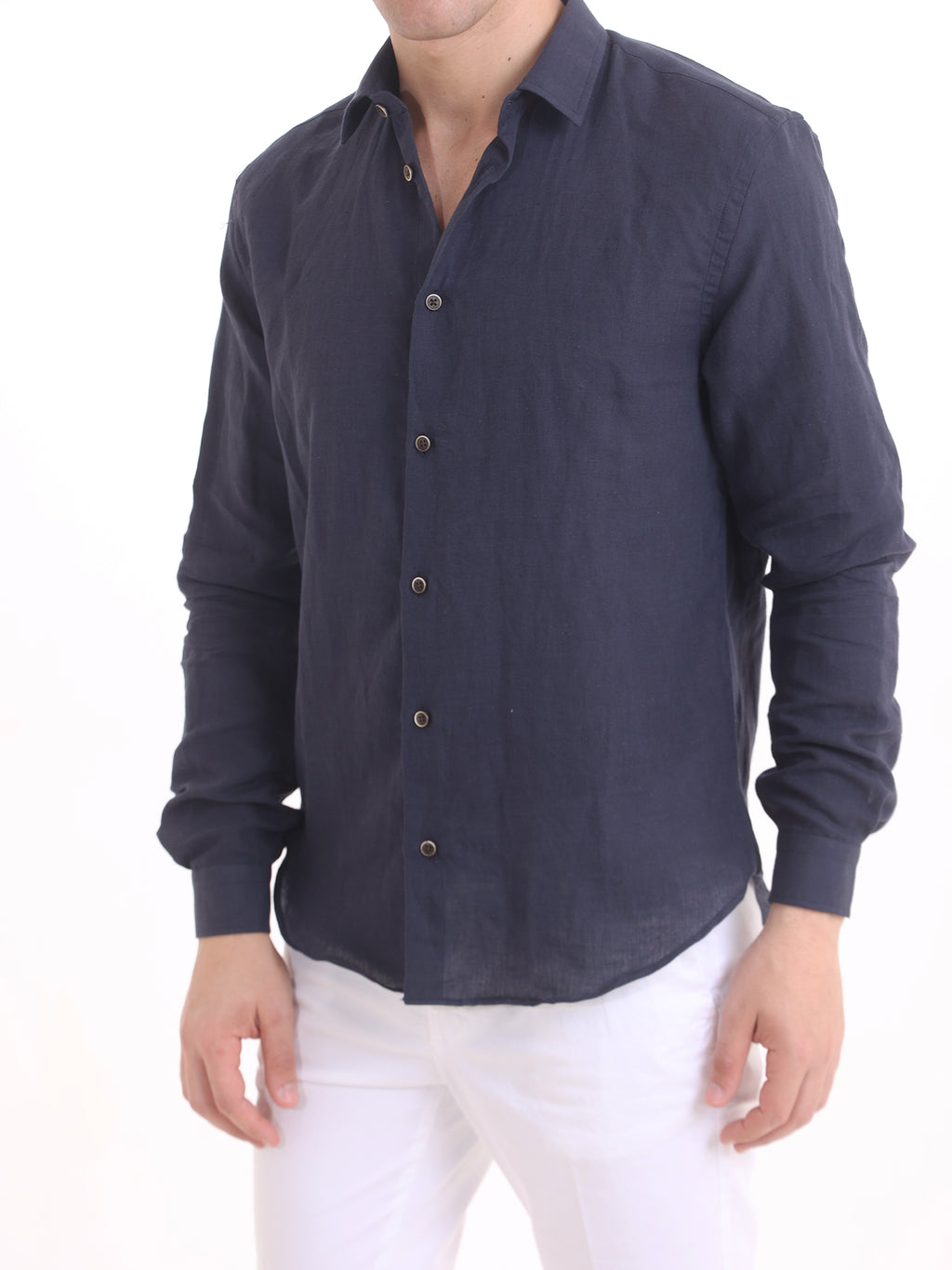 Gold Rush Uomo camicia Lino Unito Blu Seychelles