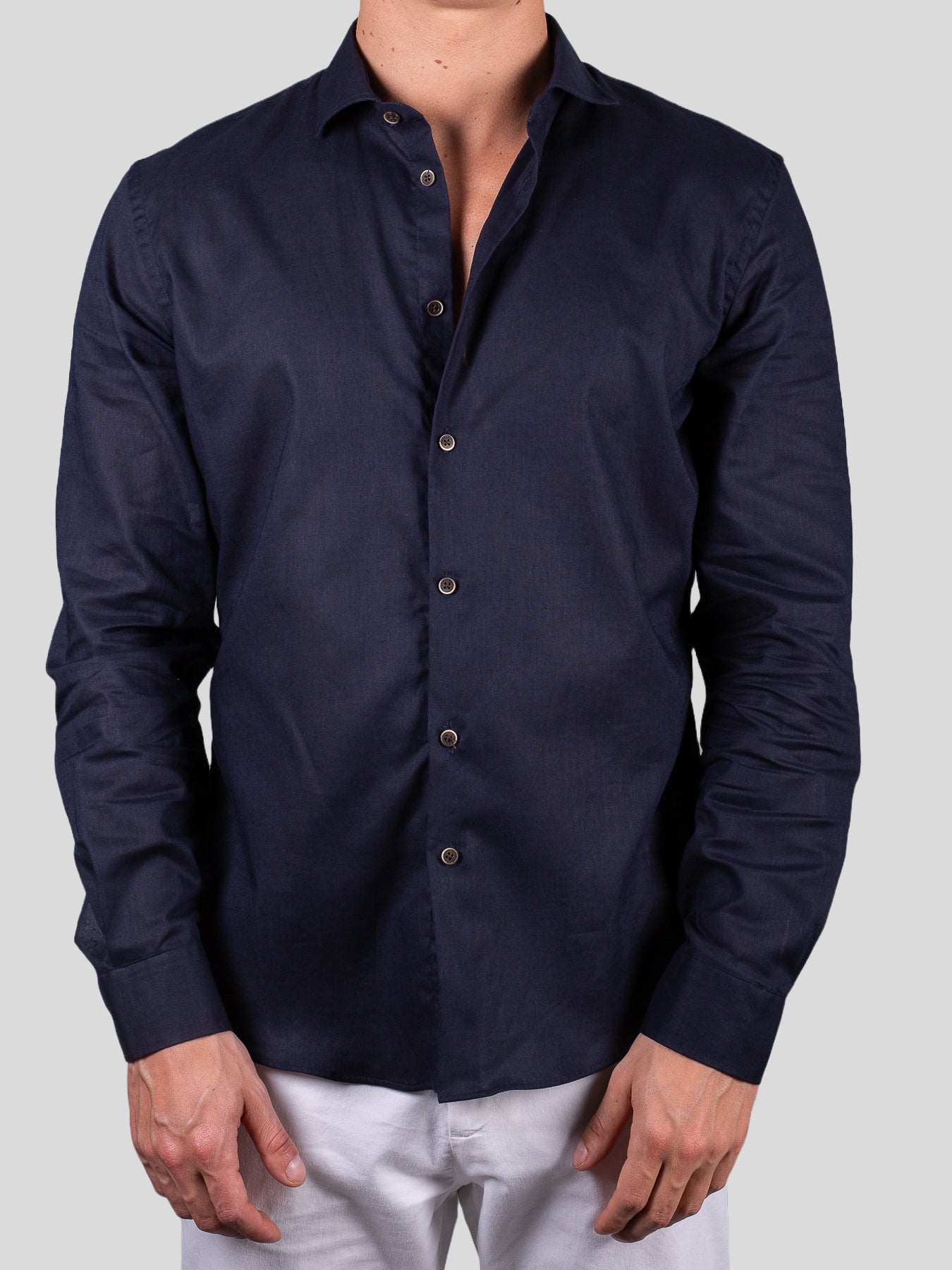 Gold Rush uomo camicia lino francia Parigi Blu