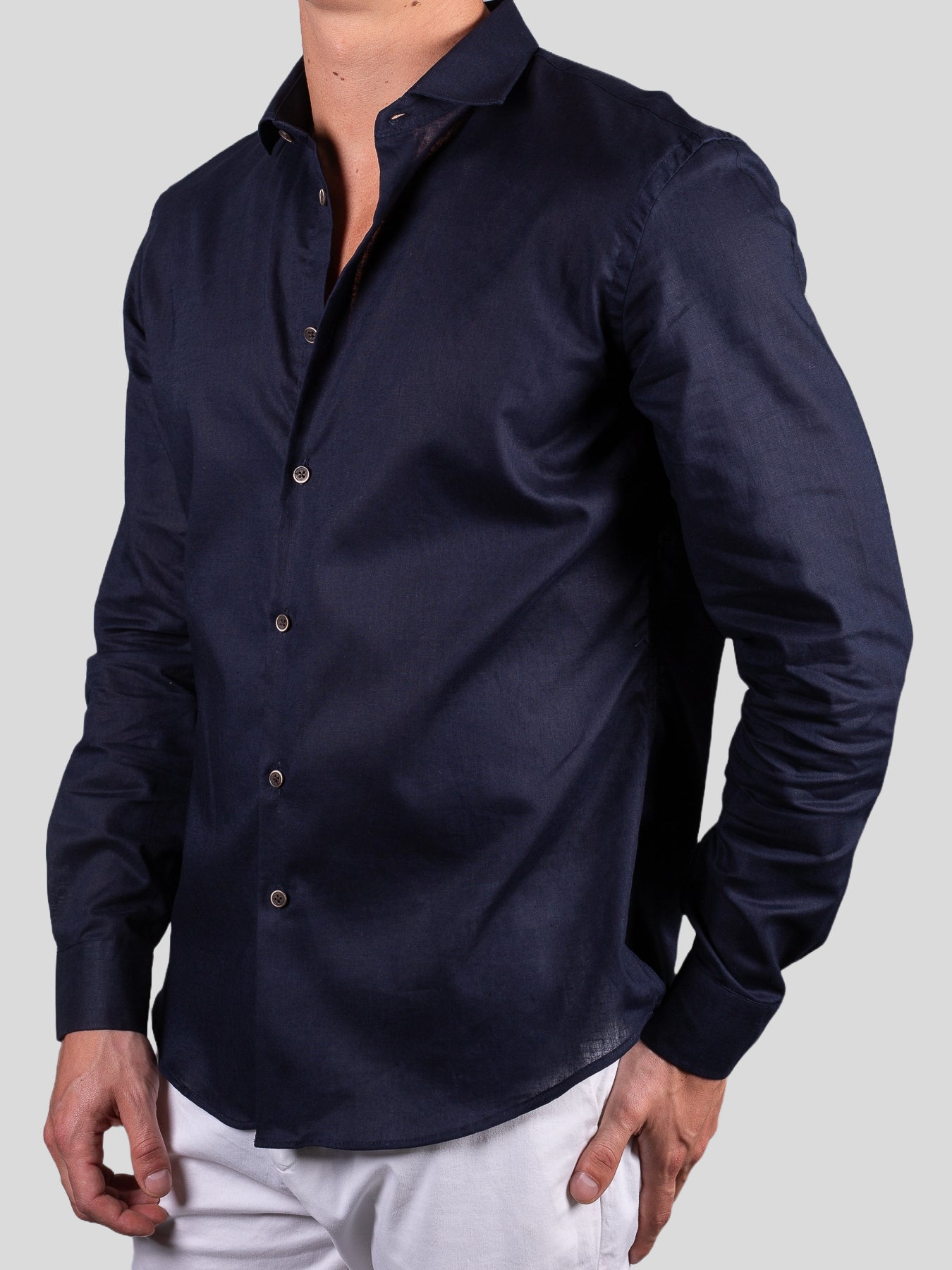 Gold Rush uomo camicia lino francia Parigi Blu