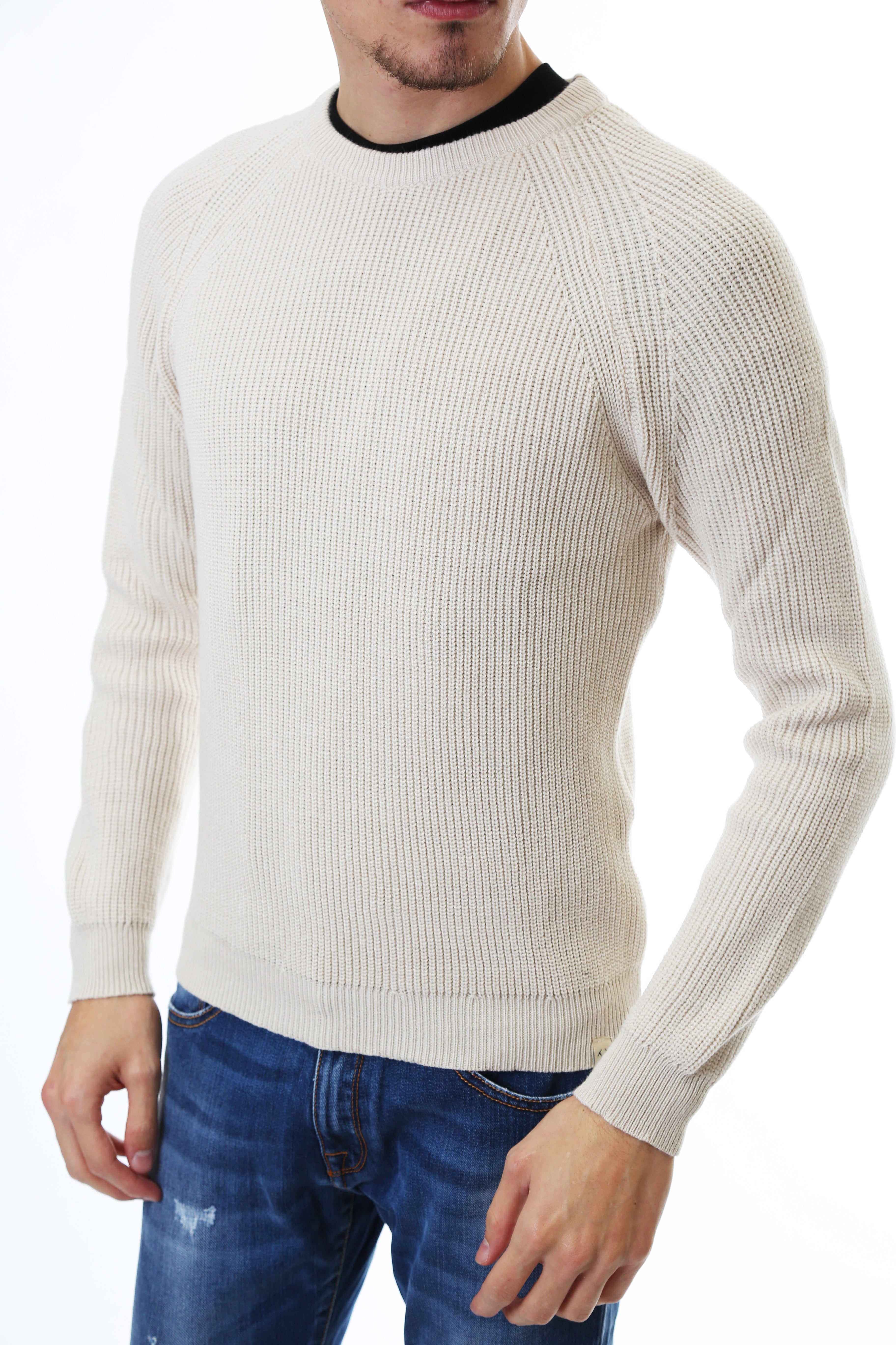 Gold Rush Uomo Maglia Pullover Girocollo Salk White