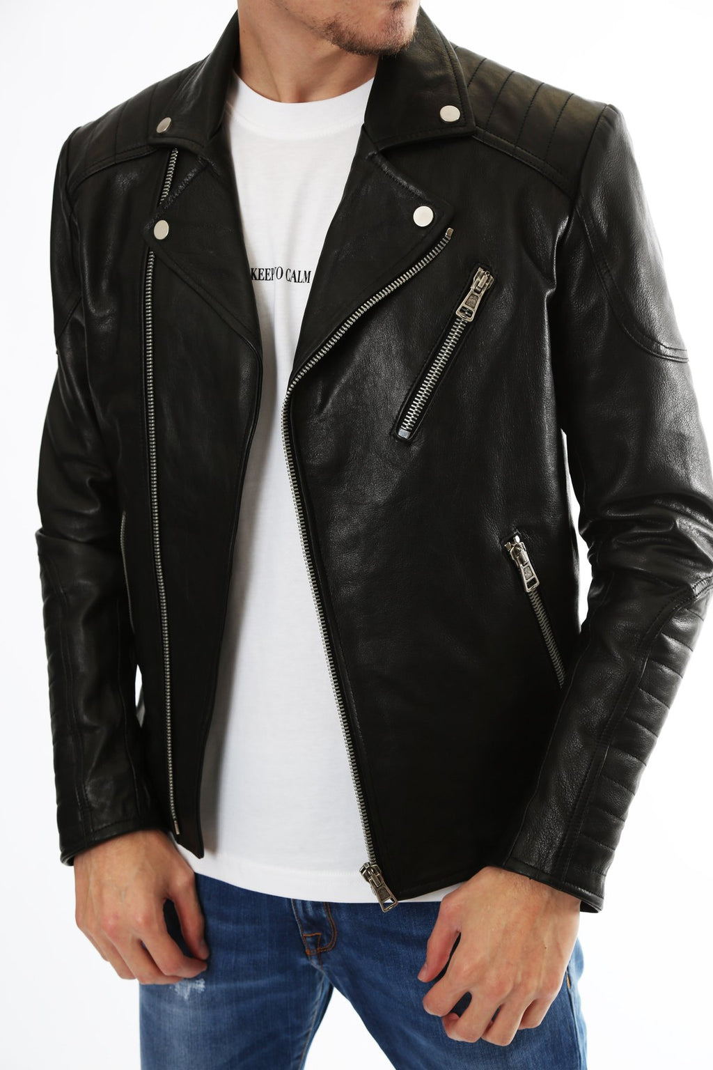 Gold Rush Uomo Giubbotto Chiodo Vera Pelle Leather Biker Jacket