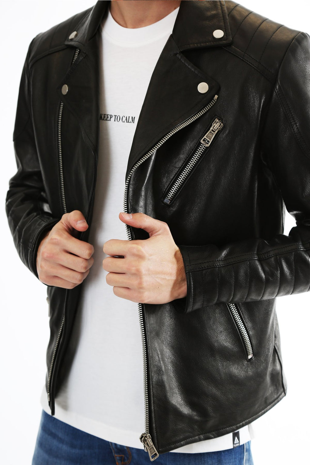 Gold Rush Uomo Giubbotto Chiodo Vera Pelle Leather Biker Jacket