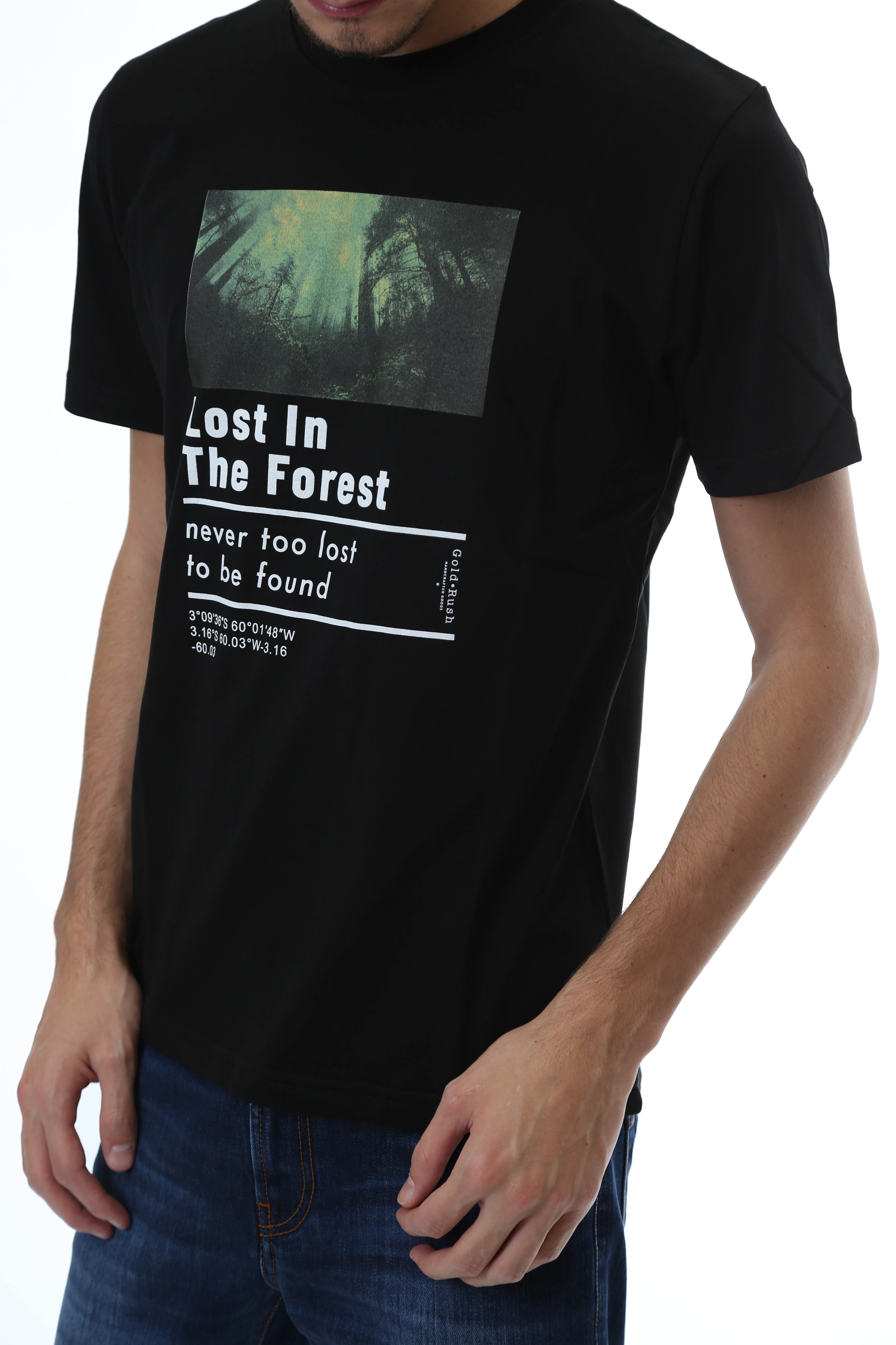 Gold Rush Uomo T-Shirt Basic Stampa Forest Black