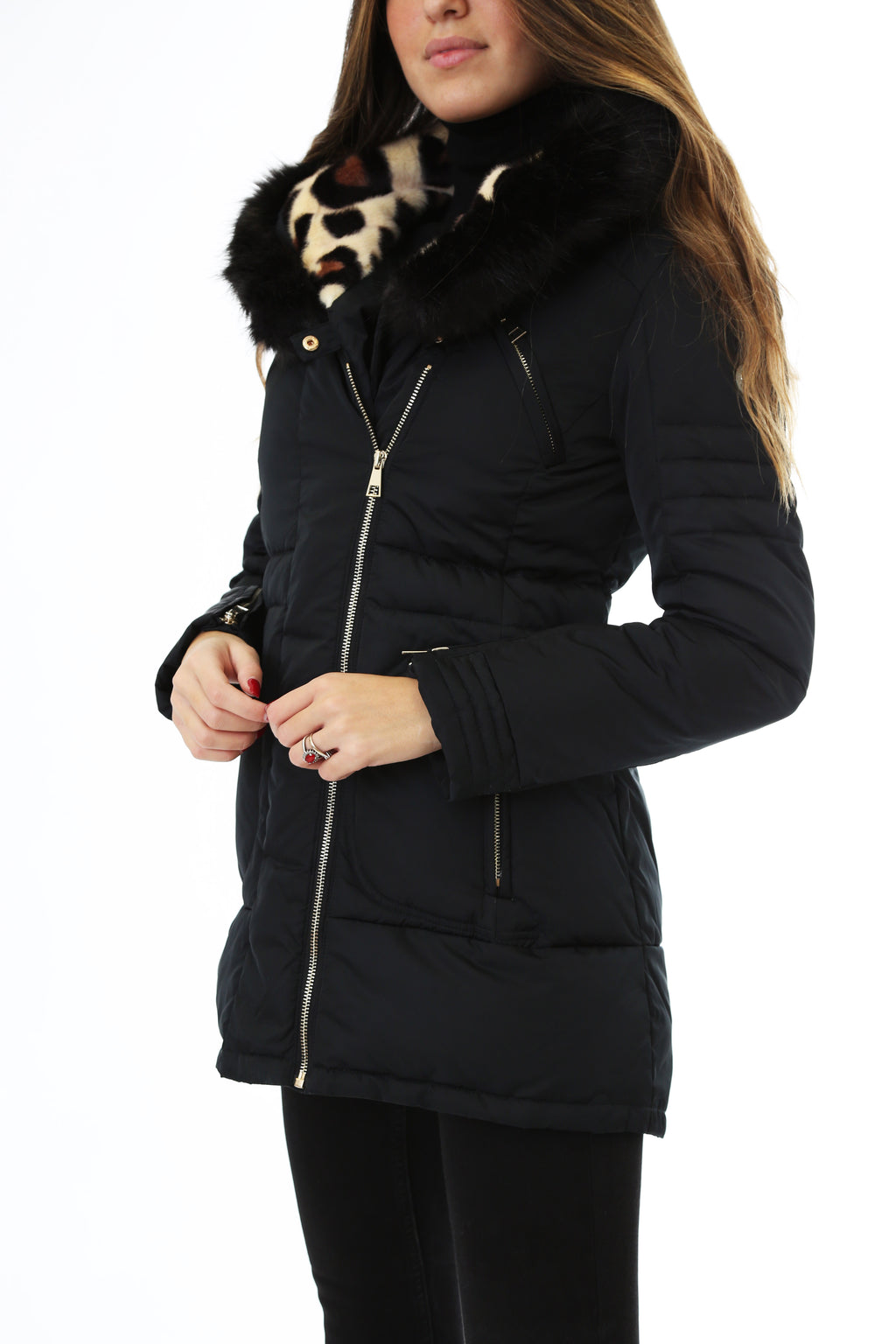 Gold Rush Donna Giubbotto Piumino Con Cappuccio Hooded Jacket Frida Black