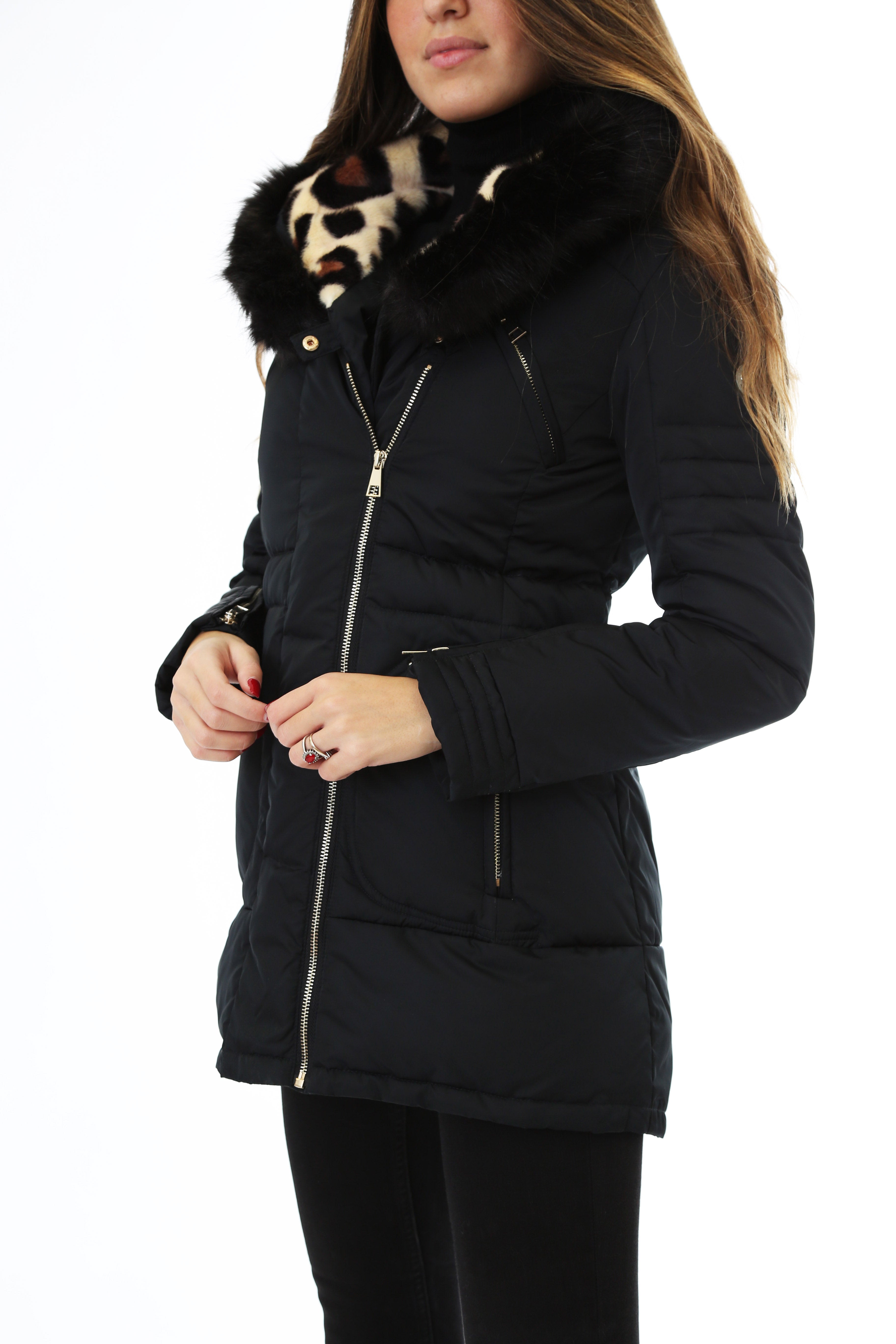 Gold Rush Donna Giubbotto Piumino Con Cappuccio Hooded Jacket Frida Black