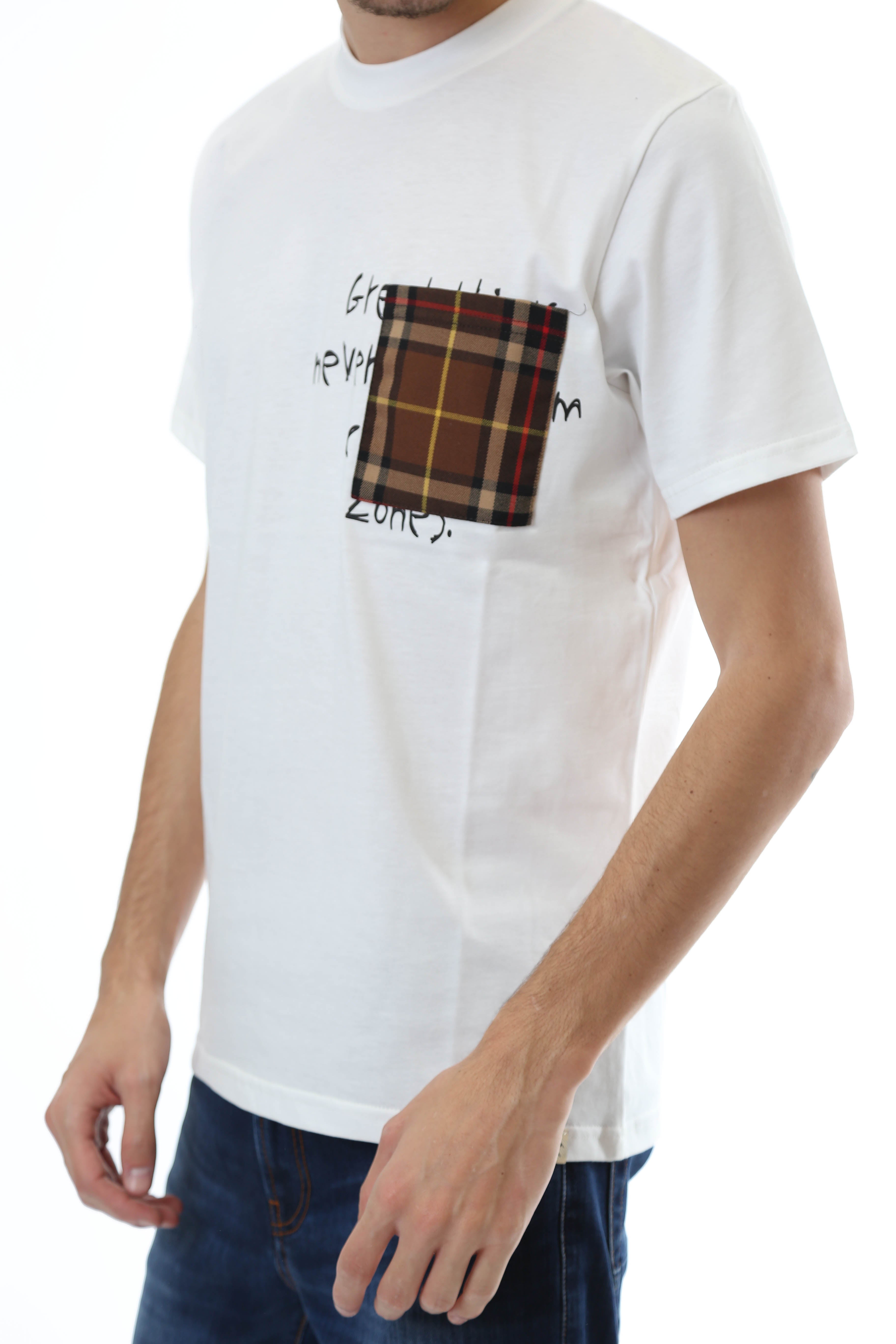 Gold Rush Uomo T-Shirt Basic Tasca Toppa Tartan White
