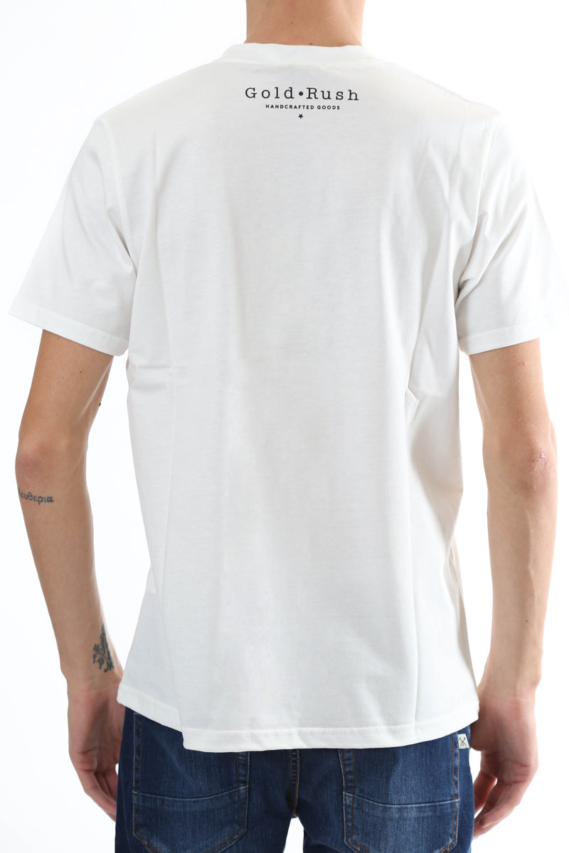 Gold Rush Uomo T-Shirt Basic Tasca Toppa Tartan White