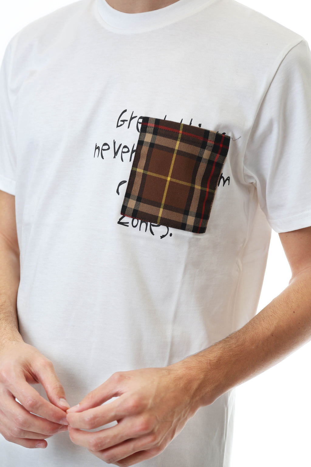 Gold Rush Uomo T-Shirt Basic Tasca Toppa Tartan White