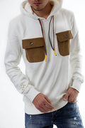 Gold Rush Uomo Felpa Con Cappuccio Hooded Sweatshirt Tasche White