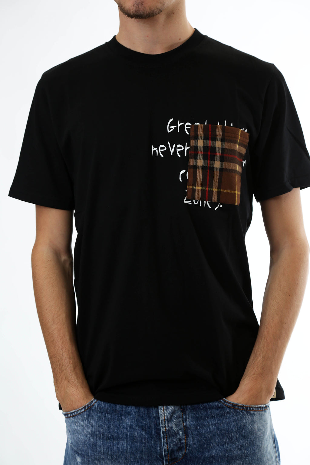 Gold Rush Uomo T-Shirt Basic Tasca Toppa Tartan Black