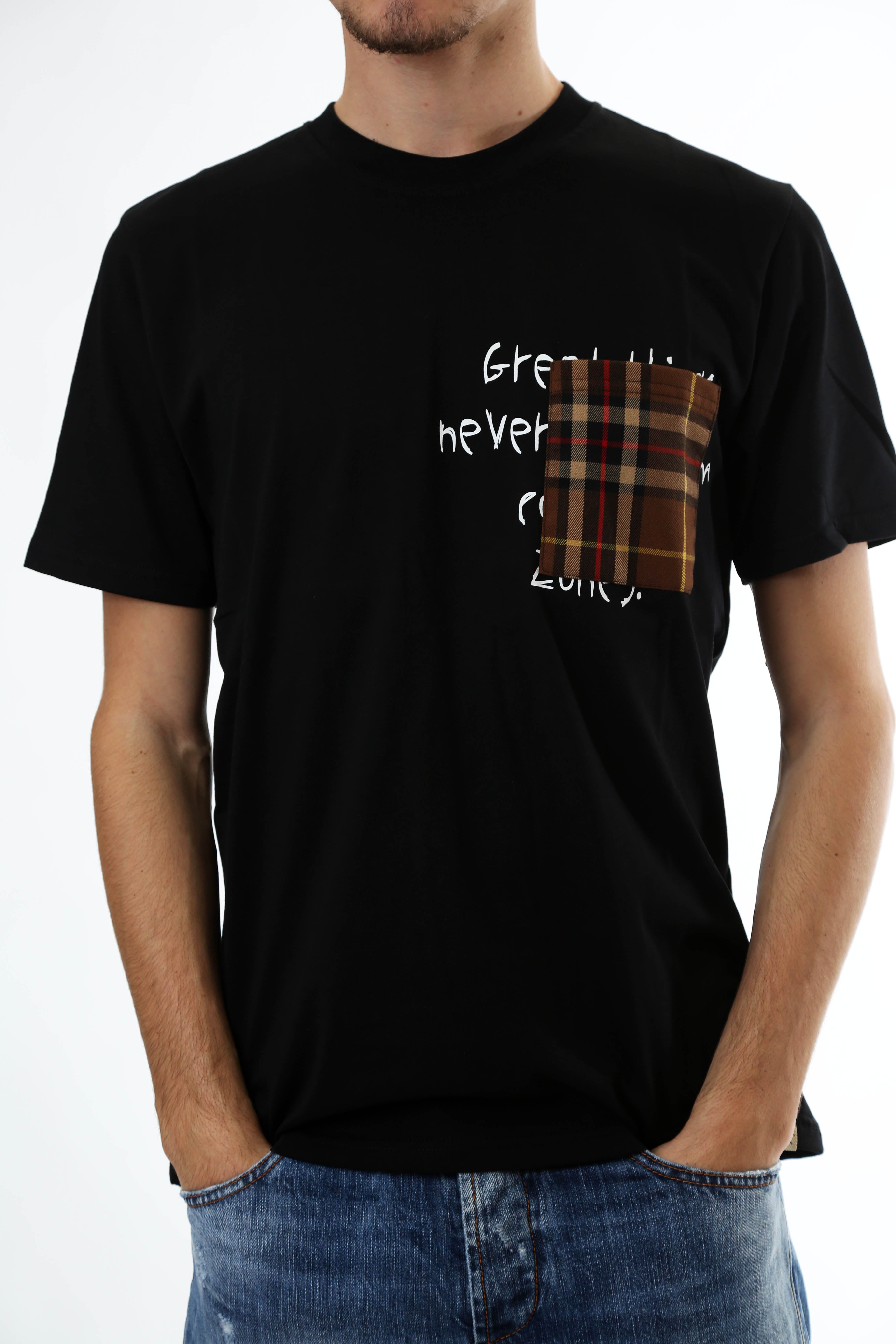 Gold Rush Uomo T-Shirt Basic Tasca Toppa Tartan Black