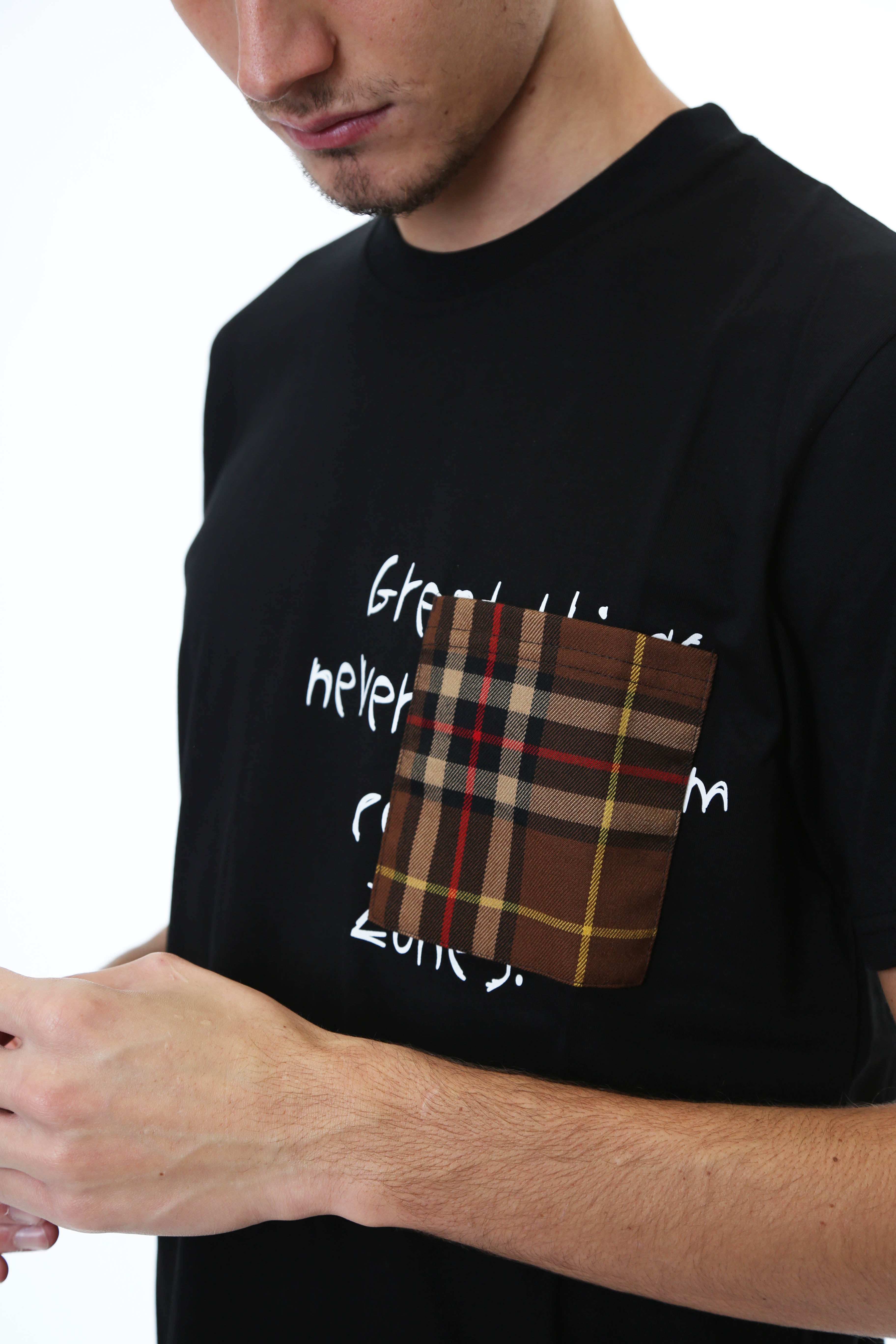 Gold Rush Uomo T-Shirt Basic Tasca Toppa Tartan Black