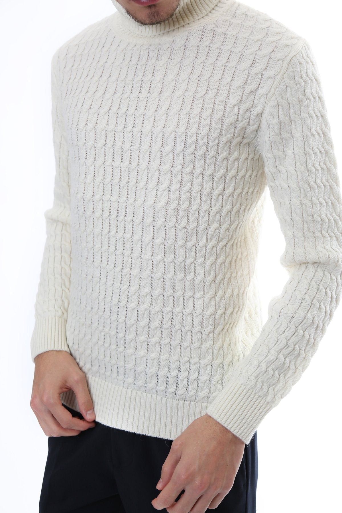Gold Rush Uomo Maglia Pullover Dolcevita High Neck White