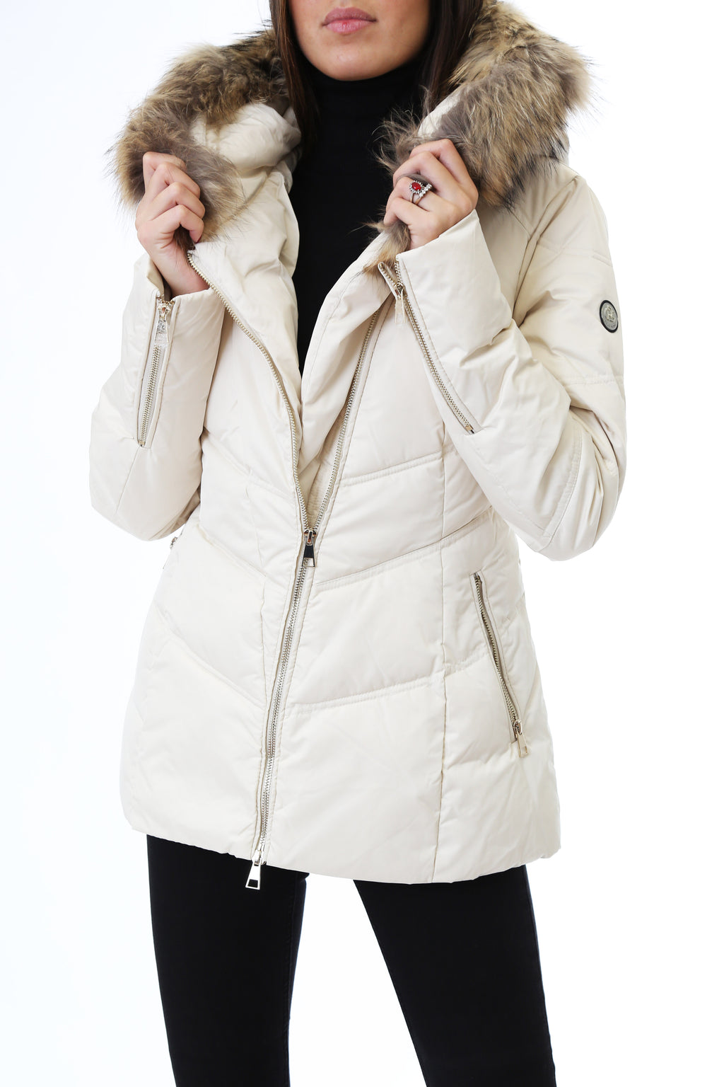 Gold Rush Donna Giubbotto Piumino Con Cappuccio Hooded Jacket Greta Cream