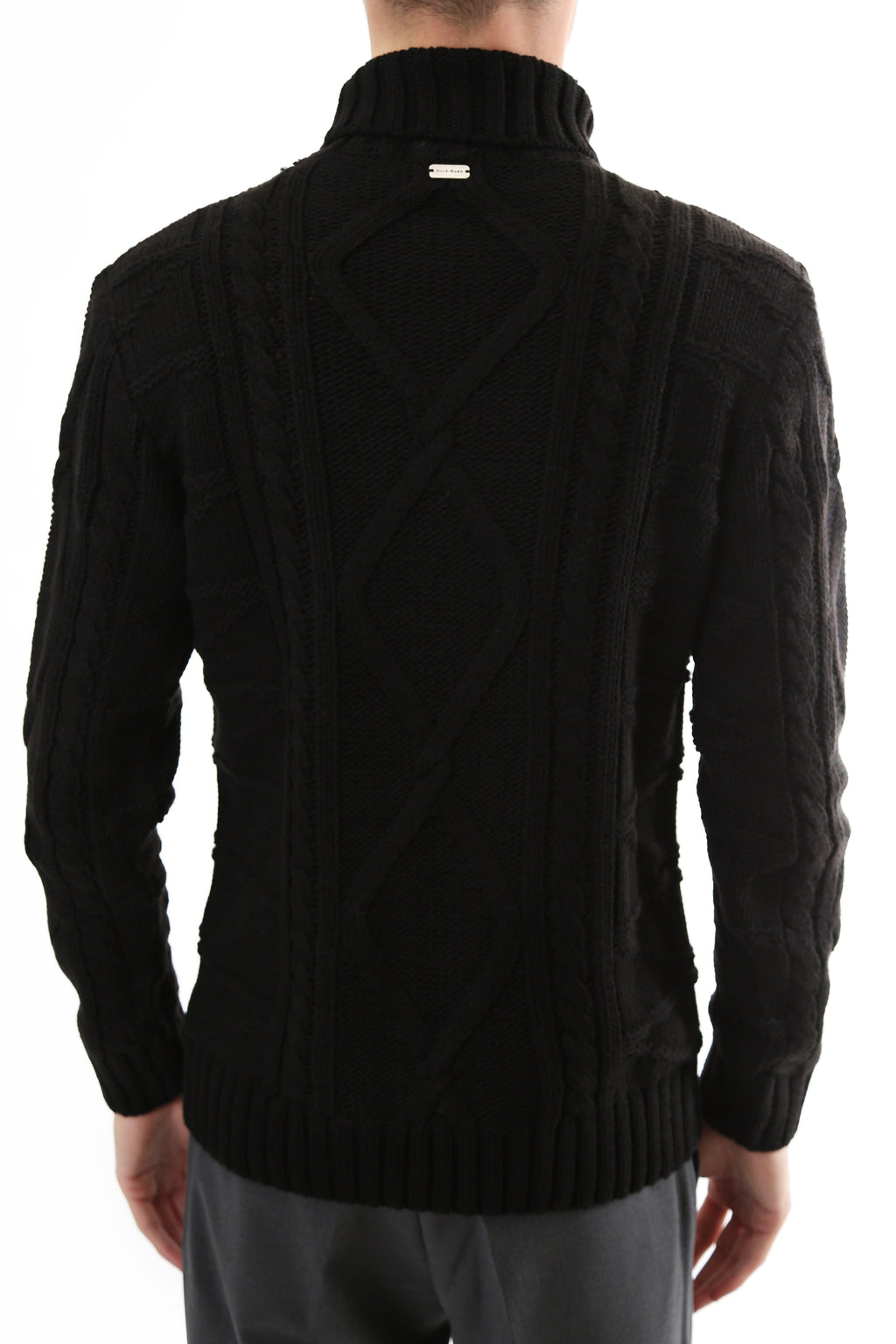 Gold Rush Uomo Maglia Pullover Intrecciato Dolcevita High Neck Black
