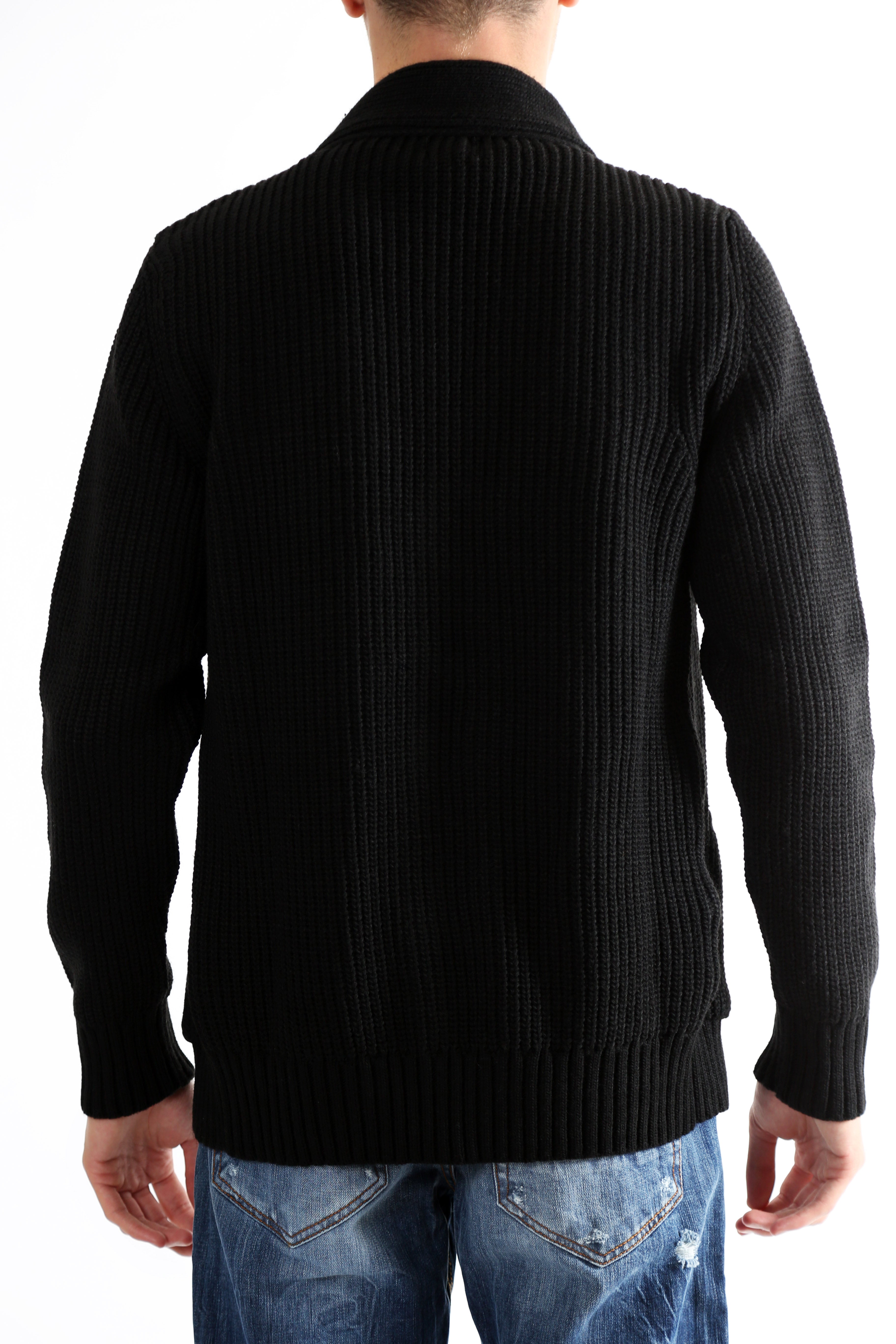 Gold Rush Uomo Maglia Cardigan Intrecciato Jacket Black