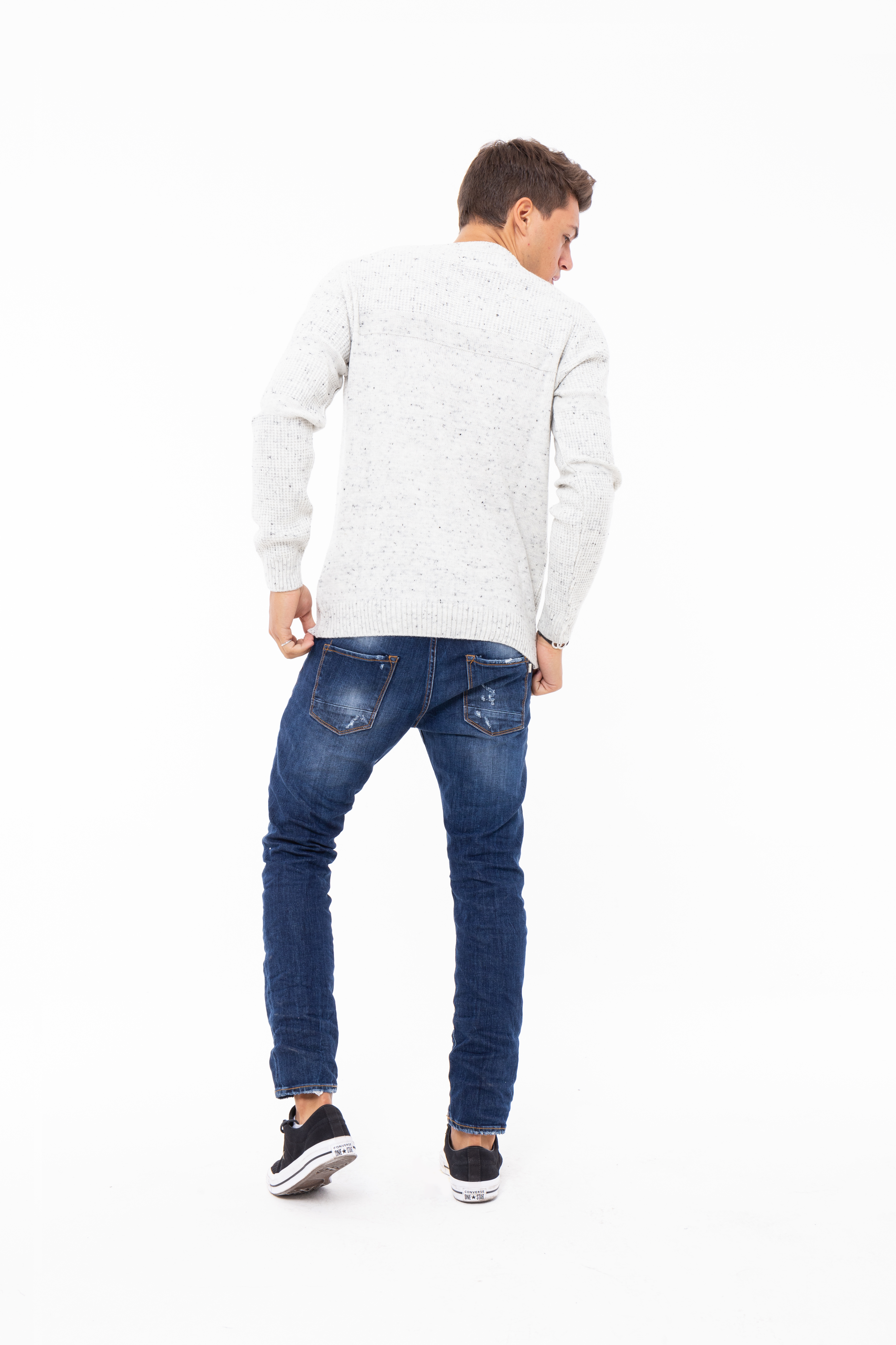 Maglia girocollo manica lunga di misto lana