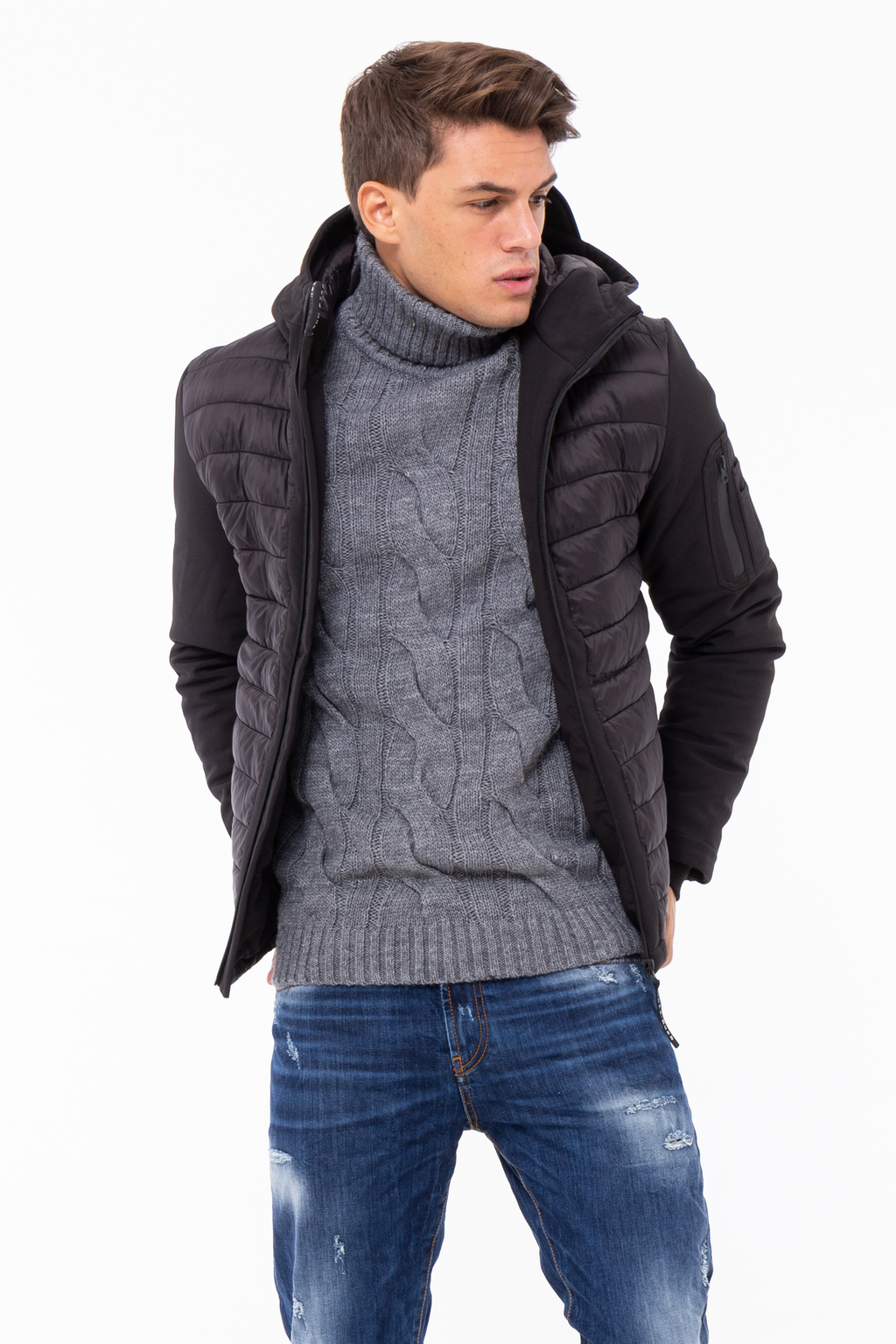 Giubbino Softshell con Cappuccio e chiusura termosaldata