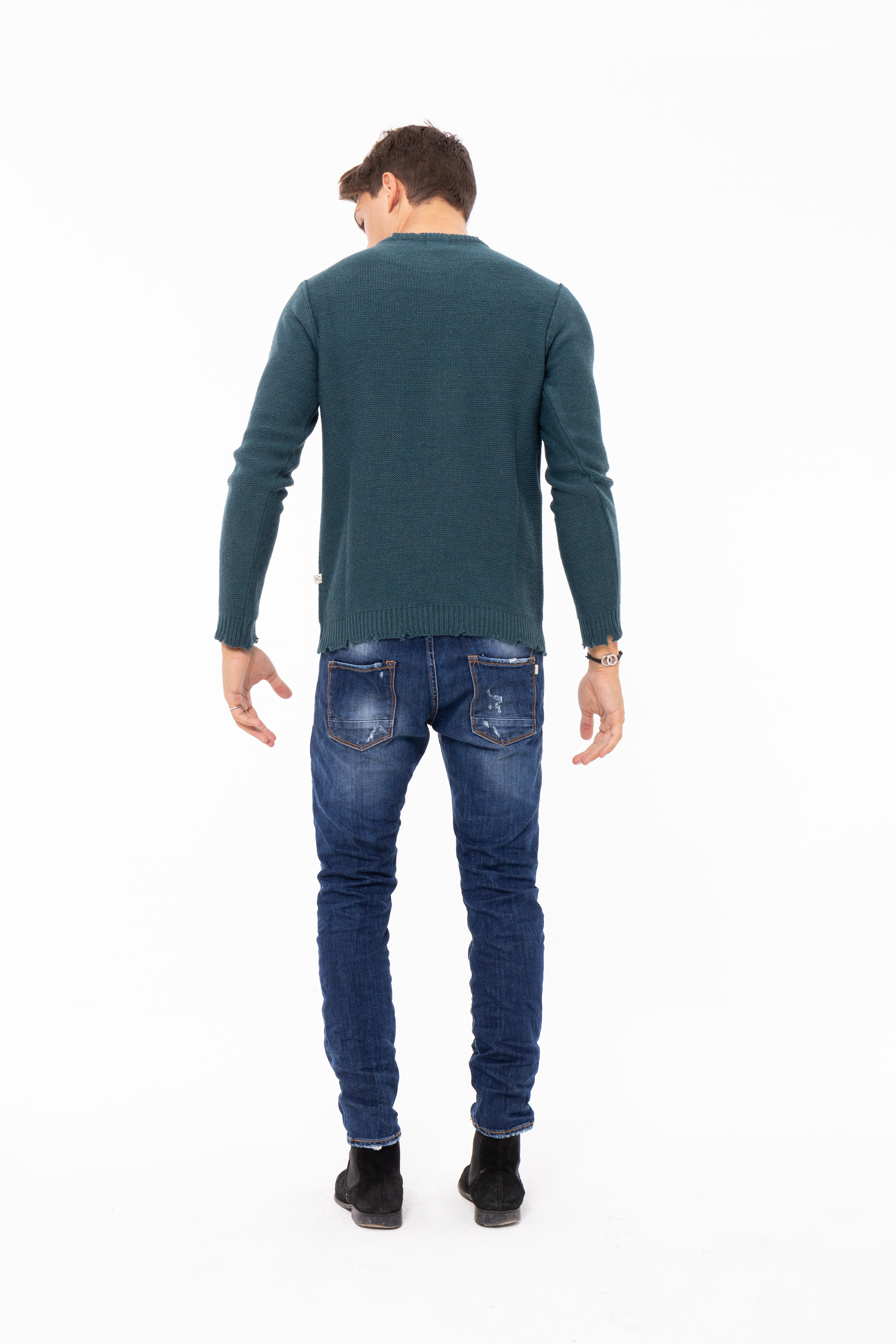 Maglia girocollo manica lunga di misto lana