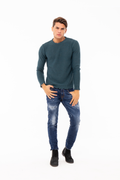 Maglia girocollo manica lunga di misto lana
