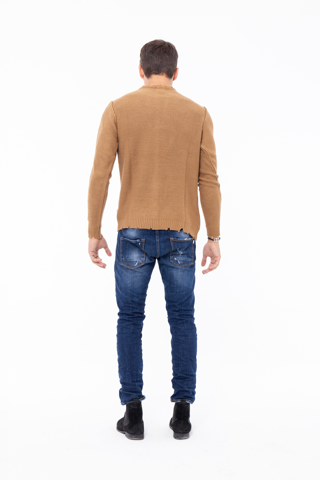 Maglia girocollo manica lunga di misto lana