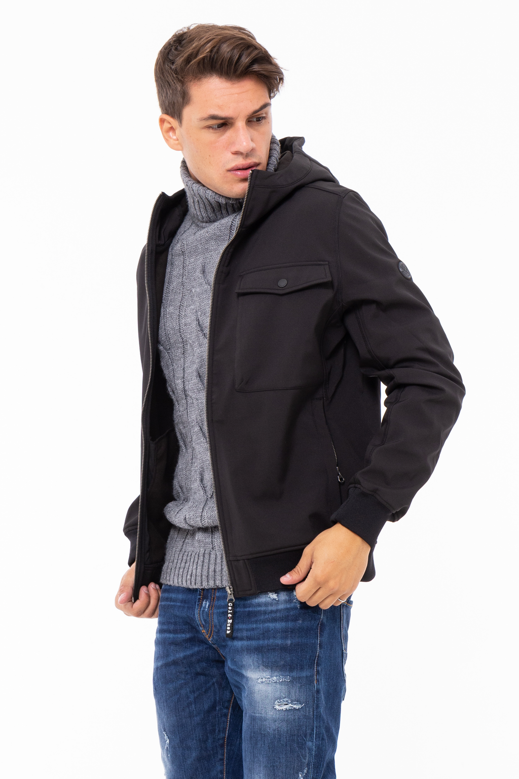 Giubbino Softshell con cappuccio