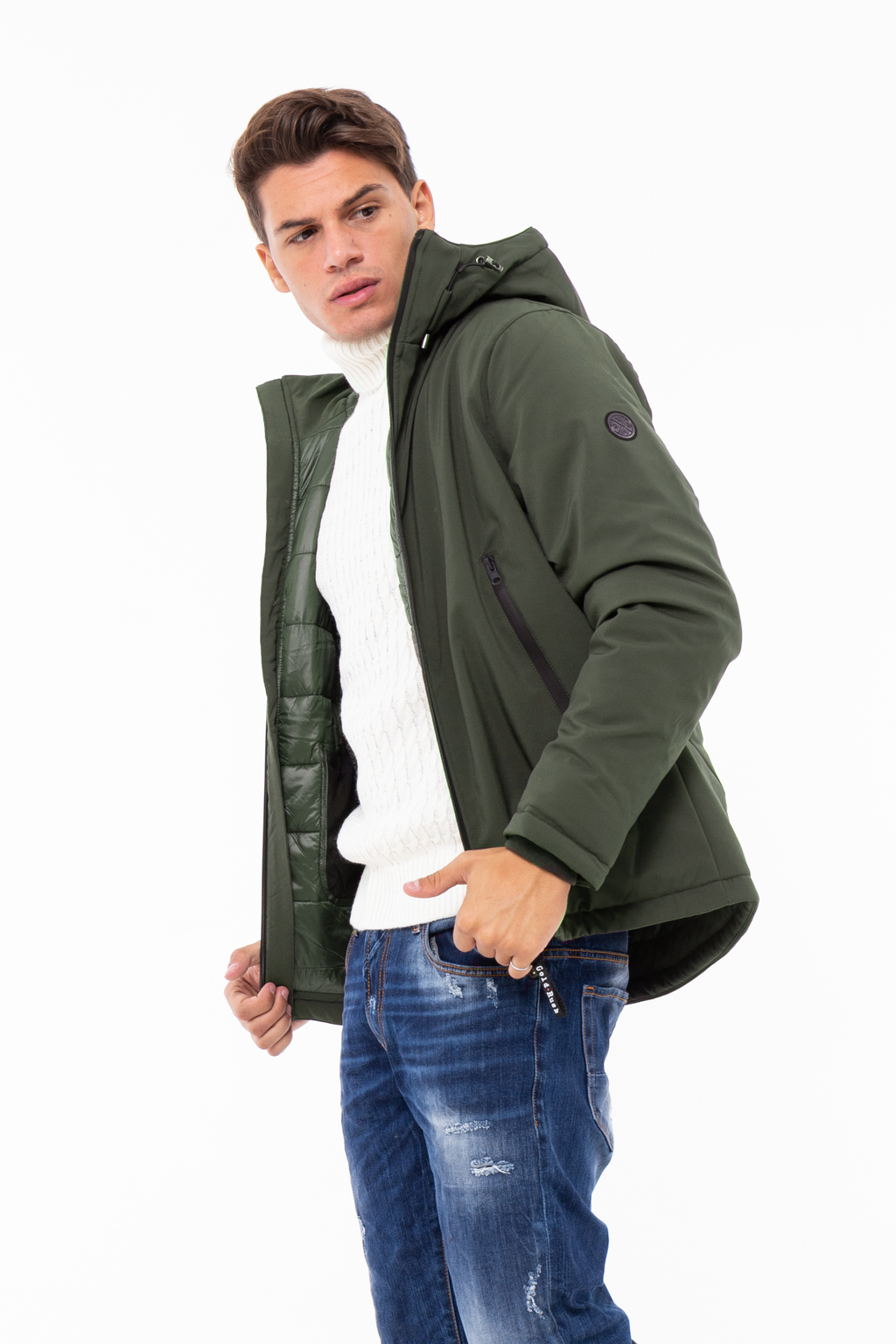 Giubbino imbottito tessuto tecnico tono su tono